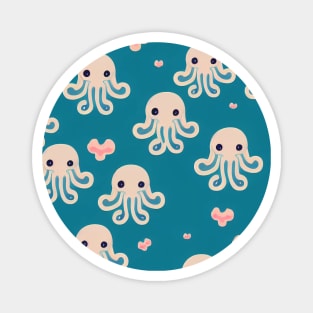 Octopus Swimming in an Ocean of Love - Super Cute Colorful Cephalopod Pattern Magnet